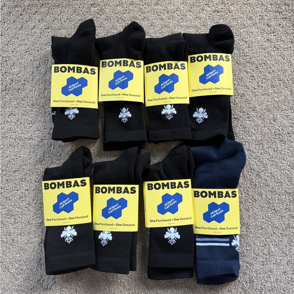 Bombas Men’s All Purpose Calf Socks Size M (8-Pack)